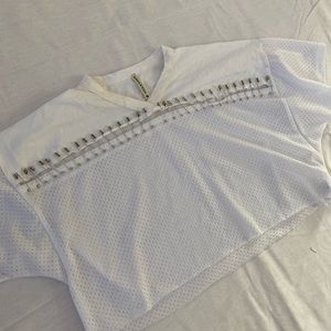 White mesh crop top with pins